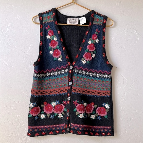 Vintage Grandma Floral Sweater Vest - Picture 1 of 3